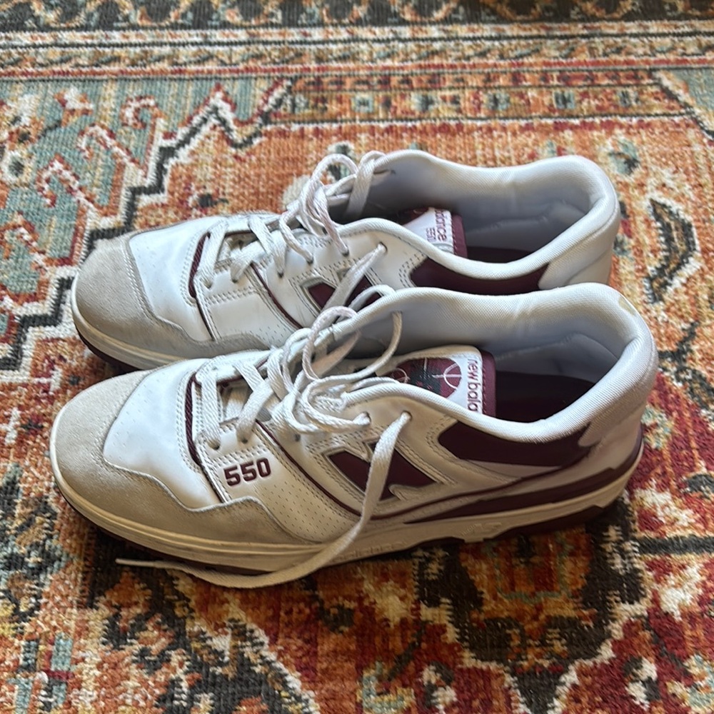 New Balance White and Maroon 550